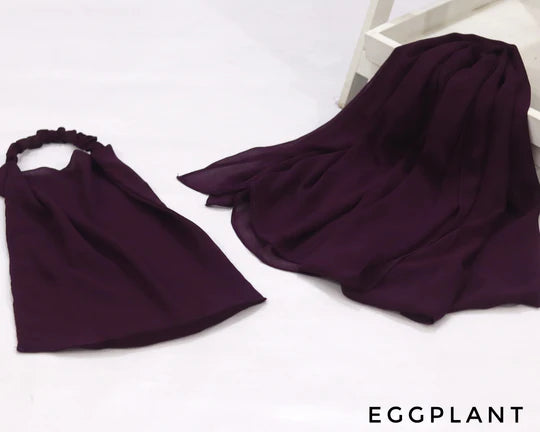 Niqab + Hijab Set - Dark purplish