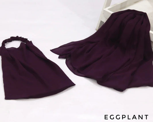 Niqab + Hijab Set - Dark purplish